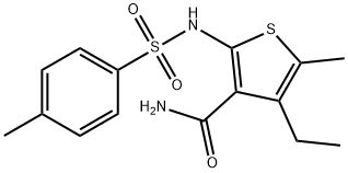 4-ethyl-5-methyl-2-[(4-methylphenyl)sulfonylamino]thiophene-3-carboxamide Struktur