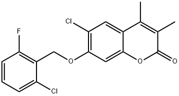 6-chloro-7-[(2-chloro-6-fluorophenyl)methoxy]-3,4-dimethylchromen-2-one,690679-67-5,结构式