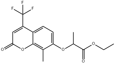 ethyl 2-[8-methyl-2-oxo-4-(trifluoromethyl)chromen-7-yl]oxypropanoate Struktur