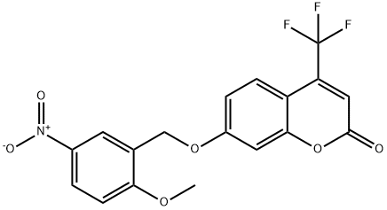 7-[(2-methoxy-5-nitrophenyl)methoxy]-4-(trifluoromethyl)chromen-2-one Struktur