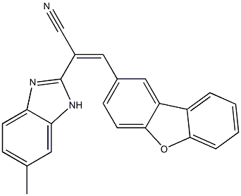 (E)-3-dibenzofuran-2-yl-2-(6-methyl-1H-benzimidazol-2-yl)prop-2-enenitrile 结构式