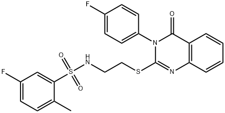 5-fluoro-N-[2-[3-(4-fluorophenyl)-4-oxoquinazolin-2-yl]sulfanylethyl]-2-methylbenzenesulfonamide Structure