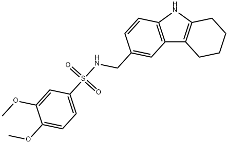 3,4-dimethoxy-N-(6,7,8,9-tetrahydro-5H-carbazol-3-ylmethyl)benzenesulfonamide Struktur