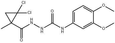 1-[(2,2-dichloro-1-methylcyclopropanecarbonyl)amino]-3-(3,4-dimethoxyphenyl)urea Struktur