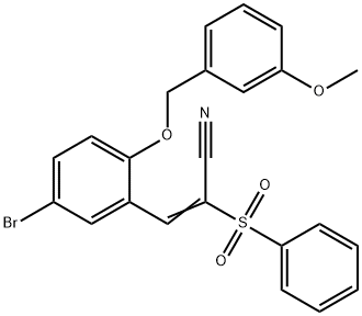 (E)-2-(benzenesulfonyl)-3-[5-bromo-2-[(3-methoxyphenyl)methoxy]phenyl]prop-2-enenitrile Struktur