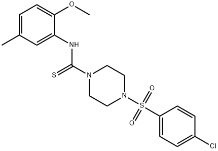 4-(4-chlorophenyl)sulfonyl-N-(2-methoxy-5-methylphenyl)piperazine-1-carbothioamide 化学構造式