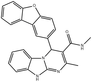 4-dibenzofuran-2-yl-N,2-dimethyl-1,4-dihydropyrimido[1,2-a]benzimidazole-3-carboxamide 化学構造式