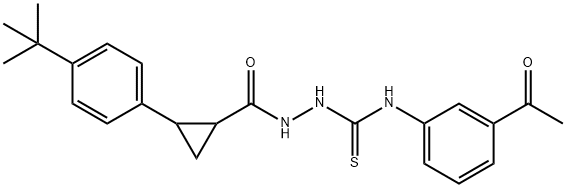 1-(3-acetylphenyl)-3-[[2-(4-tert-butylphenyl)cyclopropanecarbonyl]amino]thiourea 化学構造式