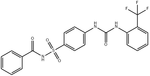 N-[4-[[2-(trifluoromethyl)phenyl]carbamoylamino]phenyl]sulfonylbenzamide 化学構造式