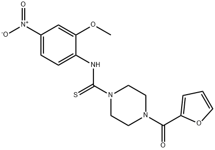 4-(furan-2-carbonyl)-N-(2-methoxy-4-nitrophenyl)piperazine-1-carbothioamide,708217-78-1,结构式