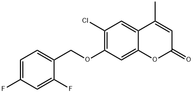 6-chloro-7-[(2,4-difluorophenyl)methoxy]-4-methylchromen-2-one 结构式