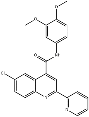 6-chloro-N-(3,4-dimethoxyphenyl)-2-pyridin-2-ylquinoline-4-carboxamide 化学構造式