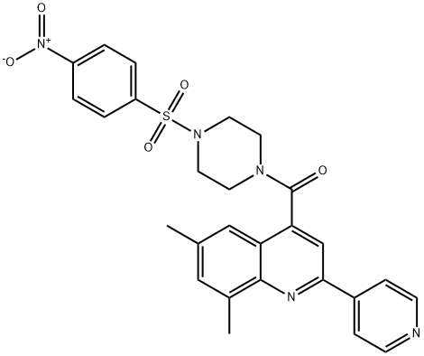 (6,8-dimethyl-2-pyridin-4-ylquinolin-4-yl)-[4-(4-nitrophenyl)sulfonylpiperazin-1-yl]methanone Structure