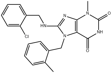 8-[(2-chlorophenyl)methylamino]-3-methyl-7-[(2-methylphenyl)methyl]purine-2,6-dione Structure