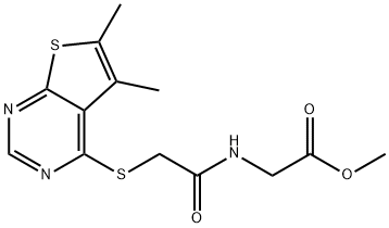 methyl 2-[[2-(5,6-dimethylthieno[2,3-d]pyrimidin-4-yl)sulfanylacetyl]amino]acetate Structure