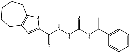 1-(1-phenylethyl)-3-(5,6,7,8-tetrahydro-4H-cyclohepta[b]thiophene-2-carbonylamino)thiourea Structure