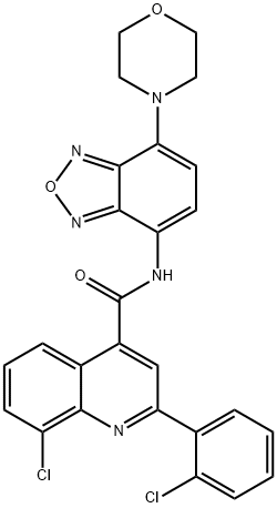 8-chloro-2-(2-chlorophenyl)-N-(4-morpholin-4-yl-2,1,3-benzoxadiazol-7-yl)quinoline-4-carboxamide 化学構造式
