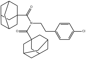 N-(adamantane-1-carbonyl)-N-[2-(4-chlorophenyl)ethyl]adamantane-1-carboxamide 化学構造式