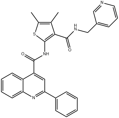 N-[4,5-dimethyl-3-(pyridin-3-ylmethylcarbamoyl)thiophen-2-yl]-2-phenylquinoline-4-carboxamide 化学構造式