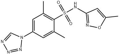 2,6-dimethyl-N-(5-methyl-1,2-oxazol-3-yl)-4-(tetrazol-1-yl)benzenesulfonamide 结构式