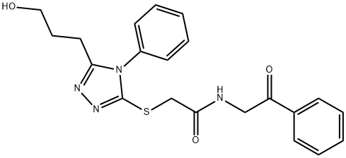2-[[5-(3-hydroxypropyl)-4-phenyl-1,2,4-triazol-3-yl]sulfanyl]-N-phenacylacetamide Struktur