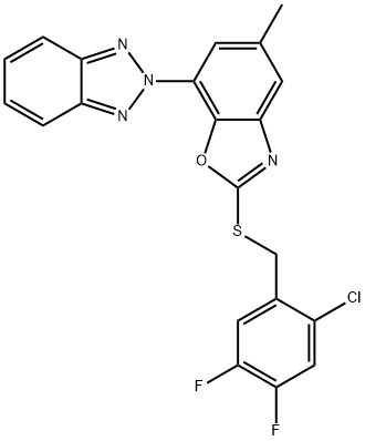 7-(benzotriazol-2-yl)-2-[(2-chloro-4,5-difluorophenyl)methylsulfanyl]-5-methyl-1,3-benzoxazole 化学構造式