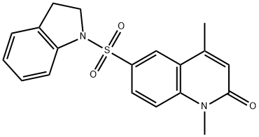 6-(2,3-dihydroindol-1-ylsulfonyl)-1,4-dimethylquinolin-2-one 化学構造式