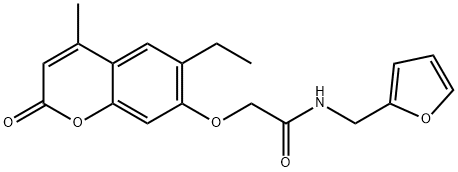 2-(6-ethyl-4-methyl-2-oxochromen-7-yl)oxy-N-(furan-2-ylmethyl)acetamide 结构式