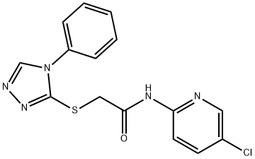 N-(5-chloropyridin-2-yl)-2-[(4-phenyl-1,2,4-triazol-3-yl)sulfanyl]acetamide 化学構造式