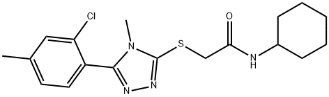 2-[[5-(2-chloro-4-methylphenyl)-4-methyl-1,2,4-triazol-3-yl]sulfanyl]-N-cyclohexylacetamide,824971-73-5,结构式