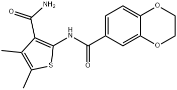 N-(3-carbamoyl-4,5-dimethylthiophen-2-yl)-2,3-dihydro-1,4-benzodioxine-6-carboxamide Struktur