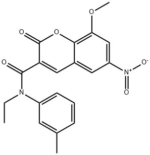 N-ethyl-8-methoxy-N-(3-methylphenyl)-6-nitro-2-oxochromene-3-carboxamide Struktur