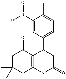 7,7-dimethyl-4-(4-methyl-3-nitrophenyl)-3,4,6,8-tetrahydro-1H-quinoline-2,5-dione,847466-73-3,结构式