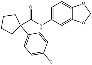 N-(1,3-benzodioxol-5-yl)-1-(4-chlorophenyl)cyclopentane-1-carboxamide 化学構造式