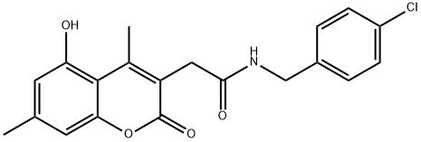 N-[(4-chlorophenyl)methyl]-2-(5-hydroxy-4,7-dimethyl-2-oxochromen-3-yl)acetamide Struktur