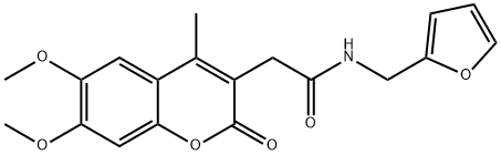 2-(6,7-dimethoxy-4-methyl-2-oxochromen-3-yl)-N-(furan-2-ylmethyl)acetamide 结构式