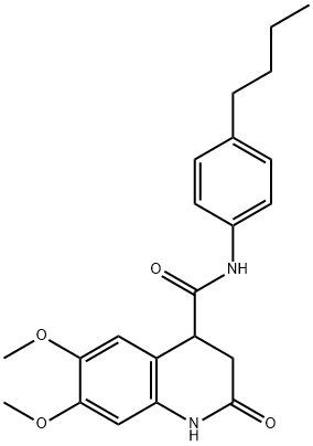 N-(4-butylphenyl)-6,7-dimethoxy-2-oxo-3,4-dihydro-1H-quinoline-4-carboxamide 结构式