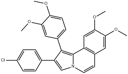 2-(4-chlorophenyl)-1-(3,4-dimethoxyphenyl)-8,9-dimethoxypyrrolo[2,1-a]isoquinoline 化学構造式