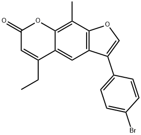 3-(4-bromophenyl)-5-ethyl-9-methylfuro[3,2-g]chromen-7-one Struktur