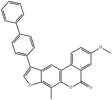 3-methoxy-7-methyl-10-(4-phenylphenyl)-[1]benzofuro[6,5-c]isochromen-5-one 化学構造式