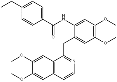 N-[2-[(6,7-dimethoxyisoquinolin-1-yl)methyl]-4,5-dimethoxyphenyl]-4-ethylbenzamide 化学構造式