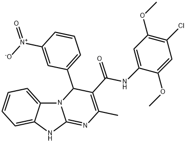 N-(4-chloro-2,5-dimethoxyphenyl)-2-methyl-4-(3-nitrophenyl)-1,4-dihydropyrimido[1,2-a]benzimidazole-3-carboxamide,864544-52-5,结构式