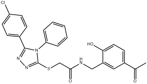 N-[(5-acetyl-2-hydroxyphenyl)methyl]-2-[[5-(4-chlorophenyl)-4-phenyl-1,2,4-triazol-3-yl]sulfanyl]acetamide Structure