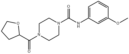 N-(3-methoxyphenyl)-4-(oxolane-2-carbonyl)piperazine-1-carboxamide,866733-77-9,结构式