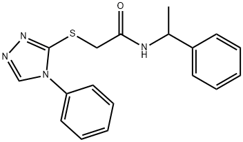 N-(1-phenylethyl)-2-[(4-phenyl-1,2,4-triazol-3-yl)sulfanyl]acetamide Struktur