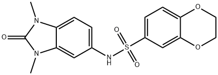 N-(1,3-dimethyl-2-oxobenzimidazol-5-yl)-2,3-dihydro-1,4-benzodioxine-6-sulfonamide 化学構造式