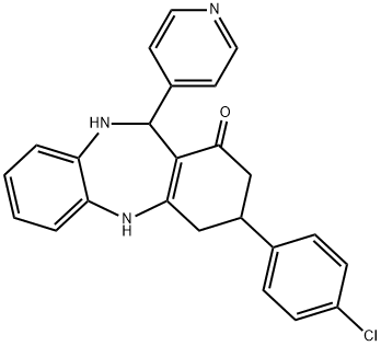 9-(4-chlorophenyl)-6-pyridin-4-yl-5,6,8,9,10,11-hexahydrobenzo[b][1,4]benzodiazepin-7-one Structure