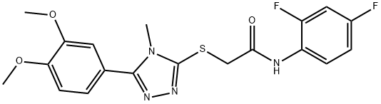 N-(2,4-difluorophenyl)-2-[[5-(3,4-dimethoxyphenyl)-4-methyl-1,2,4-triazol-3-yl]sulfanyl]acetamide 化学構造式
