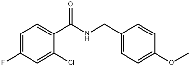 2-chloro-4-fluoro-N-[(4-methoxyphenyl)methyl]benzamide Structure