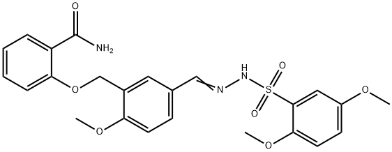 2-[[5-[(E)-[(2,5-dimethoxyphenyl)sulfonylhydrazinylidene]methyl]-2-methoxyphenyl]methoxy]benzamide Structure